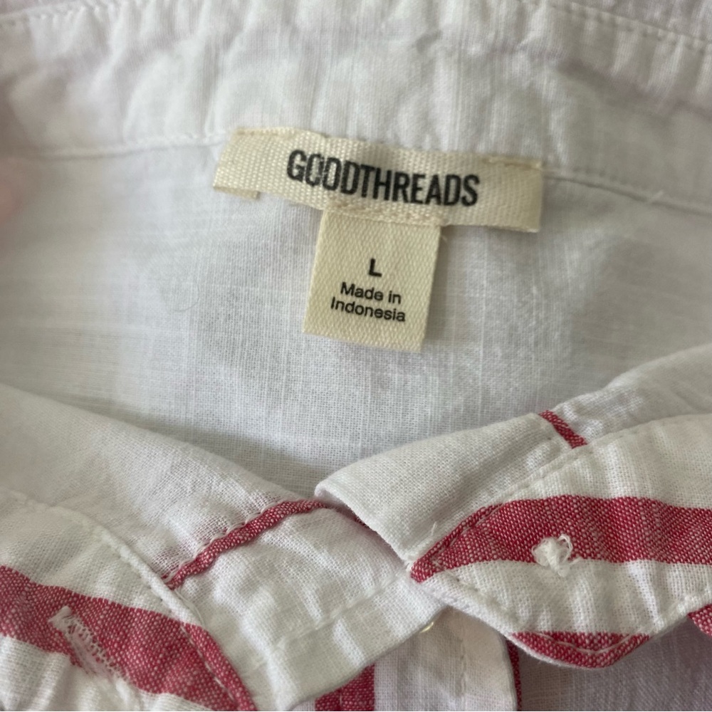Goodthreads Red & White Striped Button Up Shirt - image 4